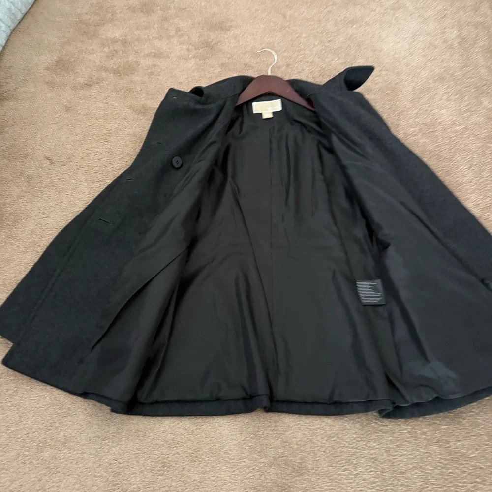Classic Charcoal Double-Breasted Women's Coat with Military type details. Size S